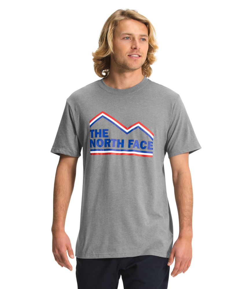 Camiseta-New-Usa-Tee-Manga-Corta-Gris-Hombre-The-North-Face-L