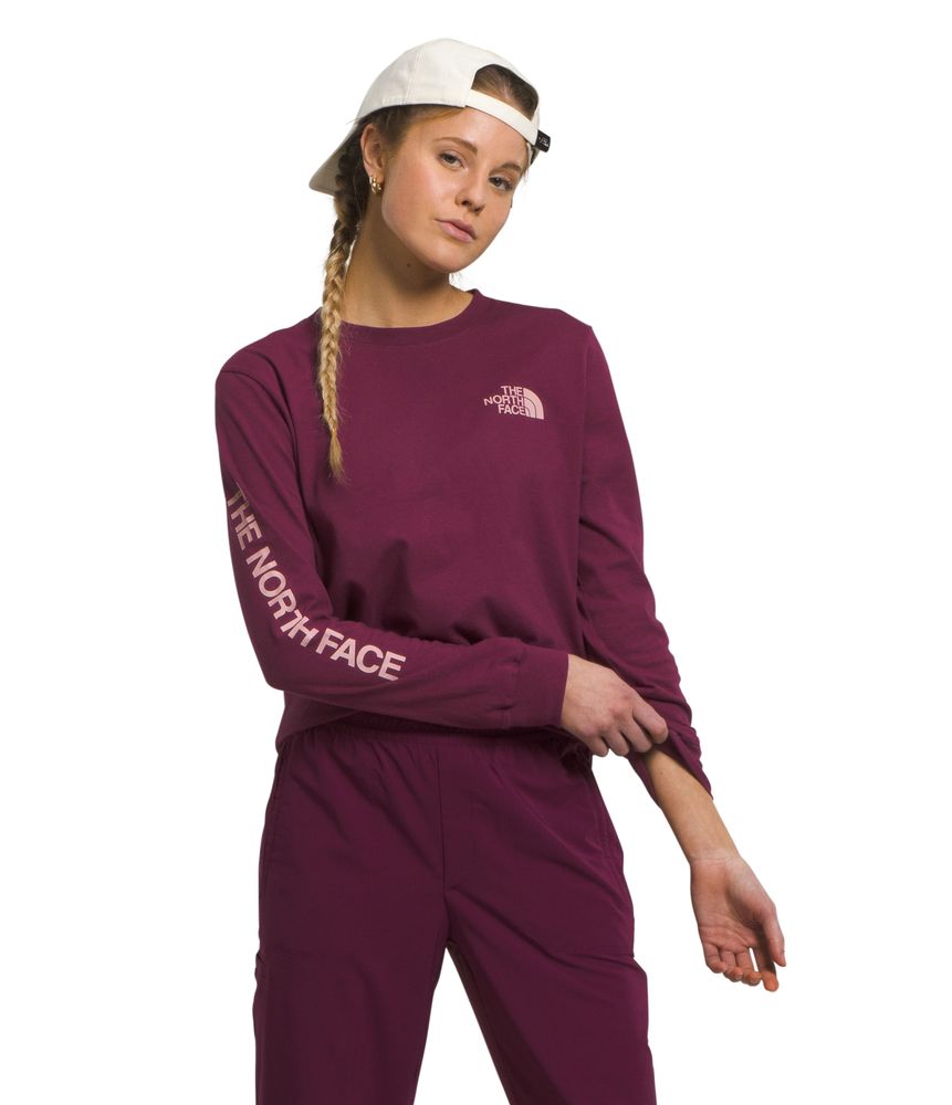 Camiseta-L-S-Sleeve-Hit-Graphic-Tee-Morada-Mujer-The-North-Face