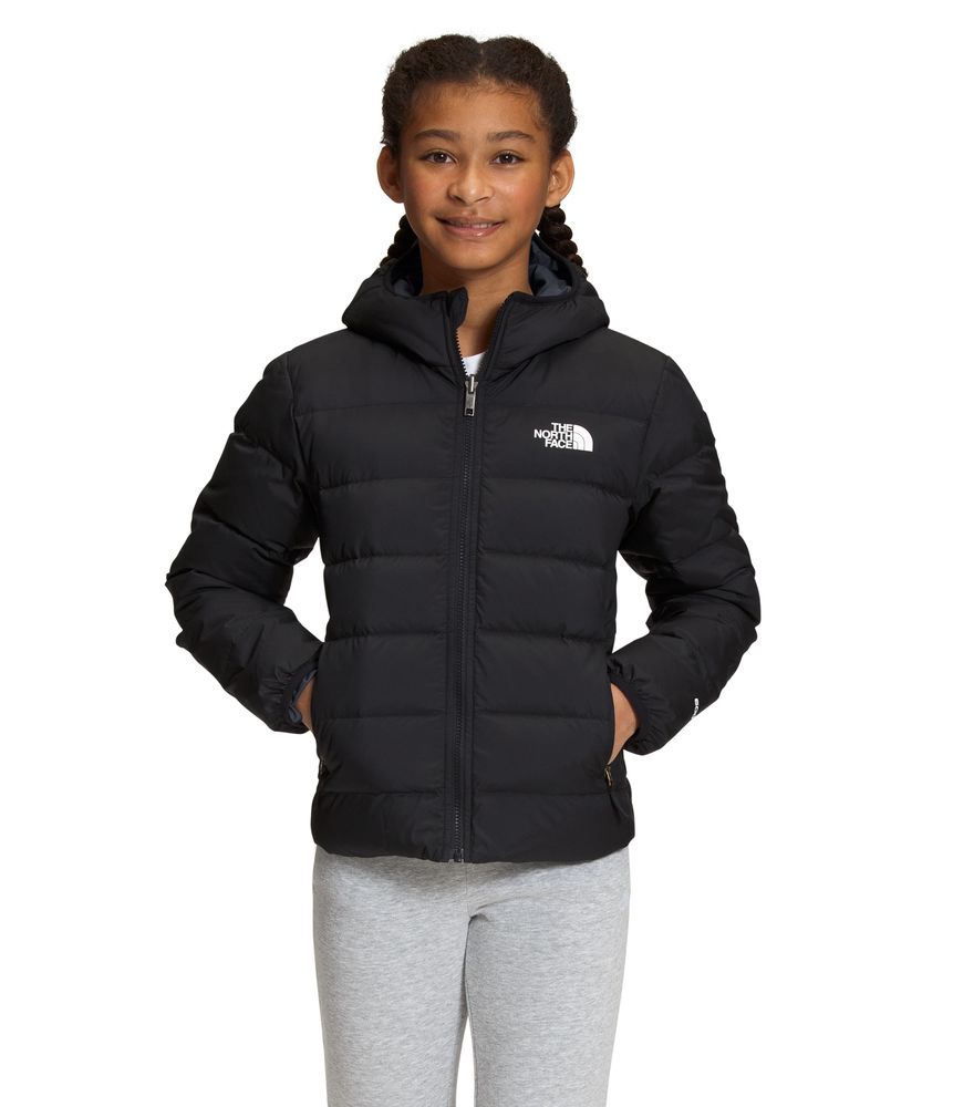 Chaqueta-Reversible-North-Down-Hooded-Negra-Niña-The-North-Face